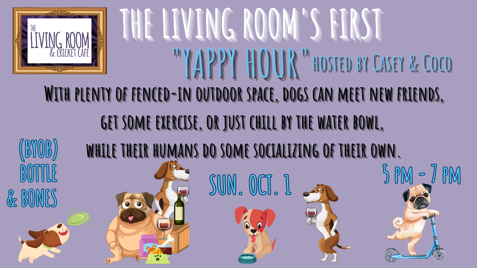 SUN. OCT. 1: The Living Room's First "Yappy Hour"
